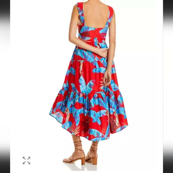 NWOT FARM RIO SWEET JUNGLE COTTON MIDI DRESS. SZ:M - Picture 2 of 13